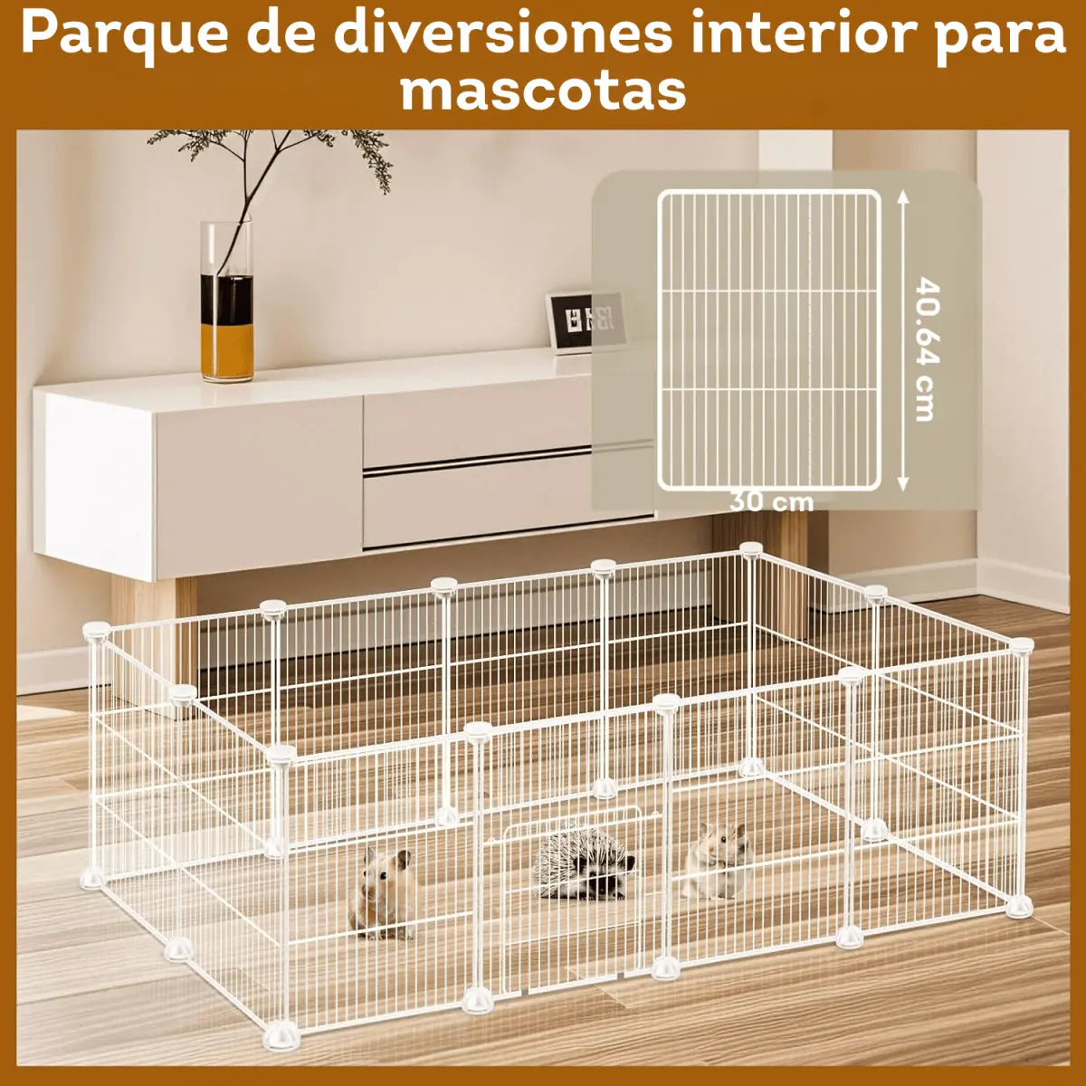 Corralito de 12 paneles para animales pequeños