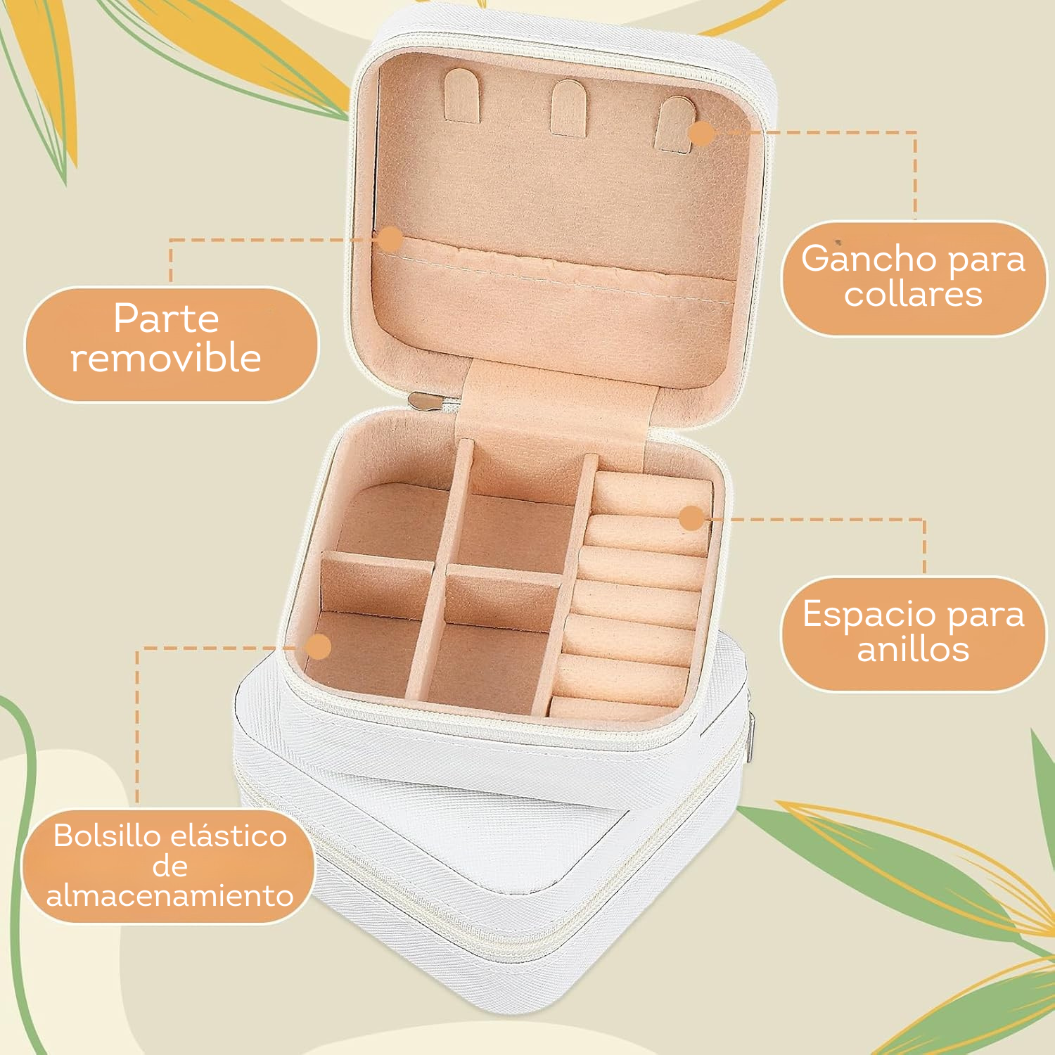 Joyero de viaje de 12 piezas BLANCO - ROSA  SOBREPEDIDO