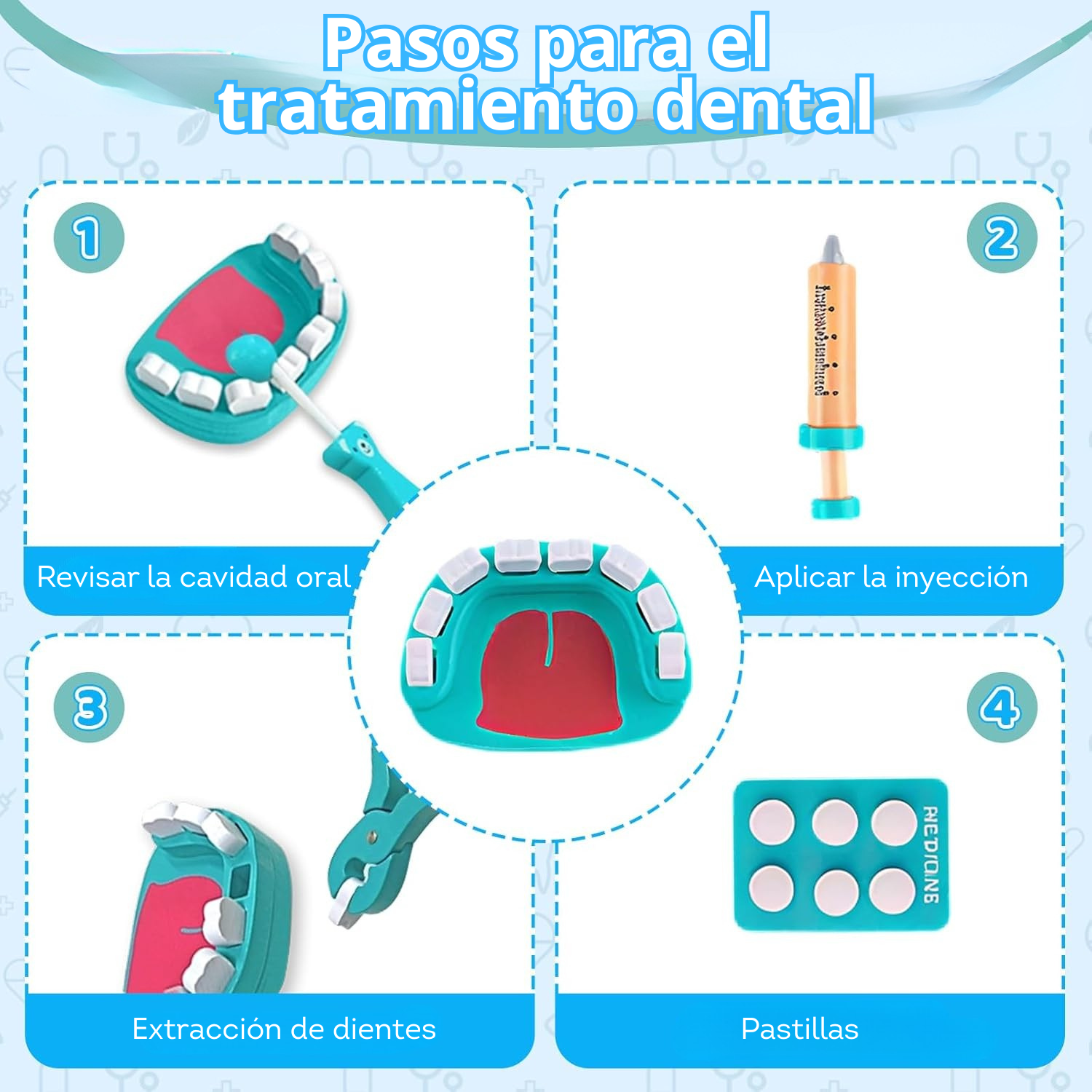 Kit médico - Dentista de juguete para niños celeste