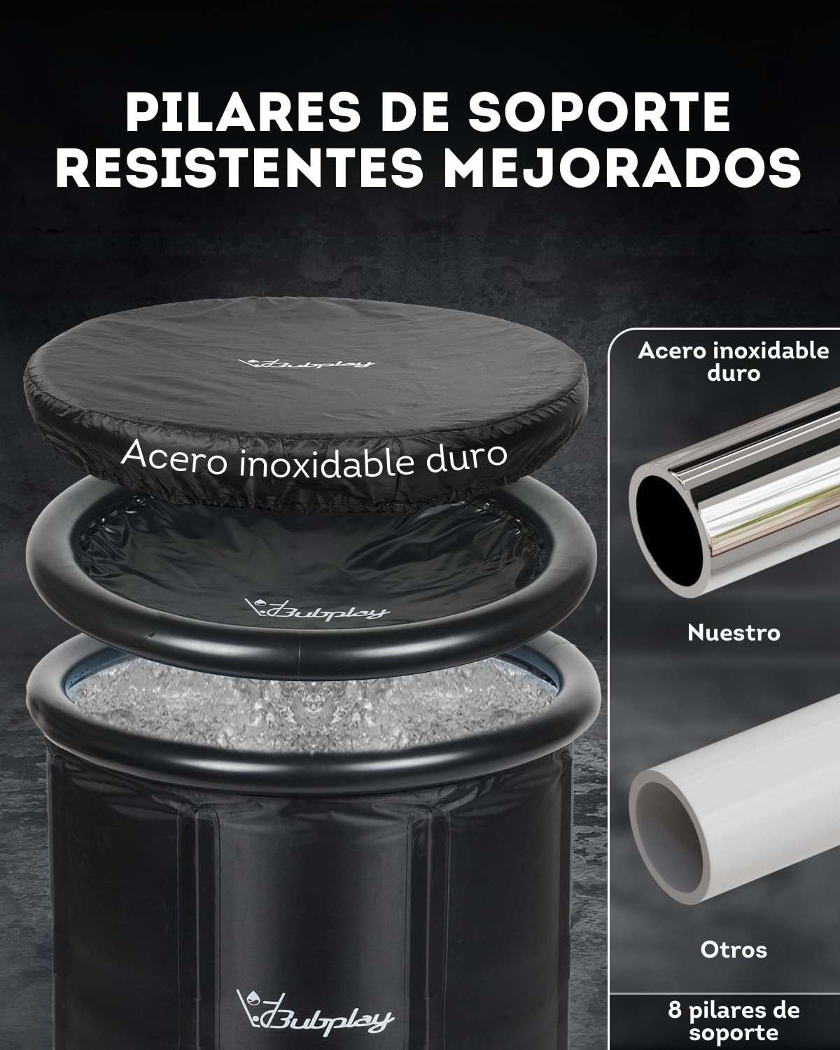 Bañera tina de inmersión fría 397.5 litros en hielo Budplay