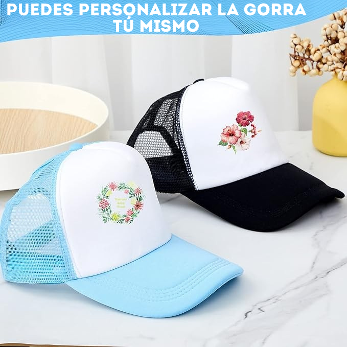 Paquete de 24 gorras de béisbol unisex para sublimación en blanco - Negro  SOBREPEDIDO