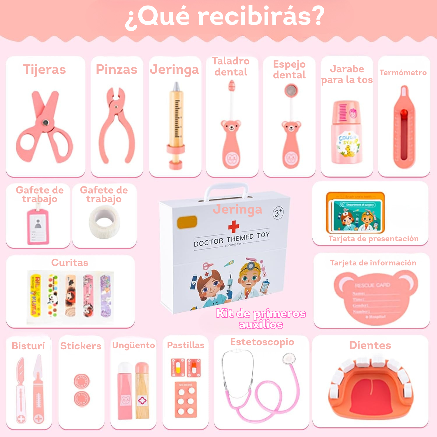Kit médico - Dentista de juguete para niños Rosa