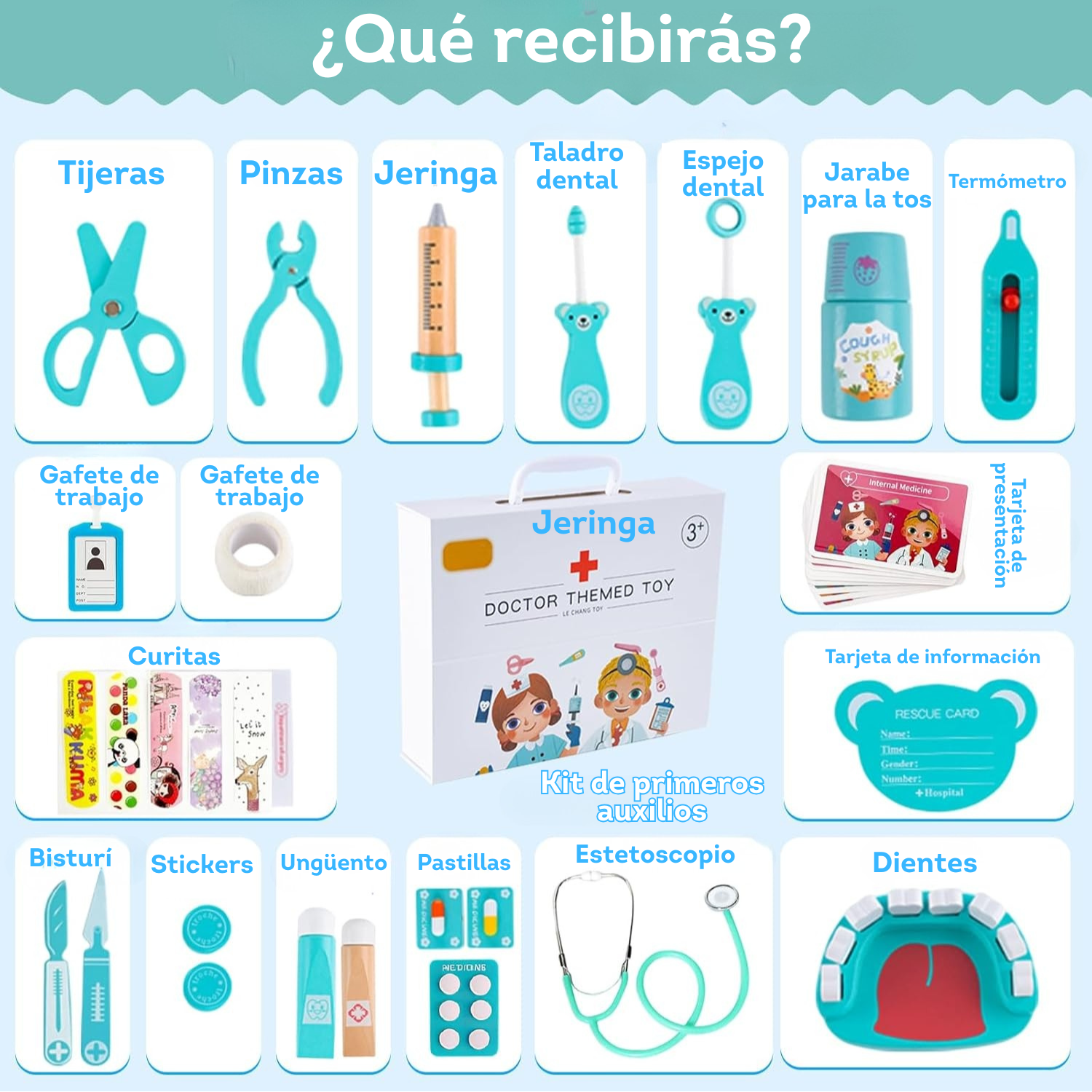 Kit médico - Dentista de juguete para niños celeste
