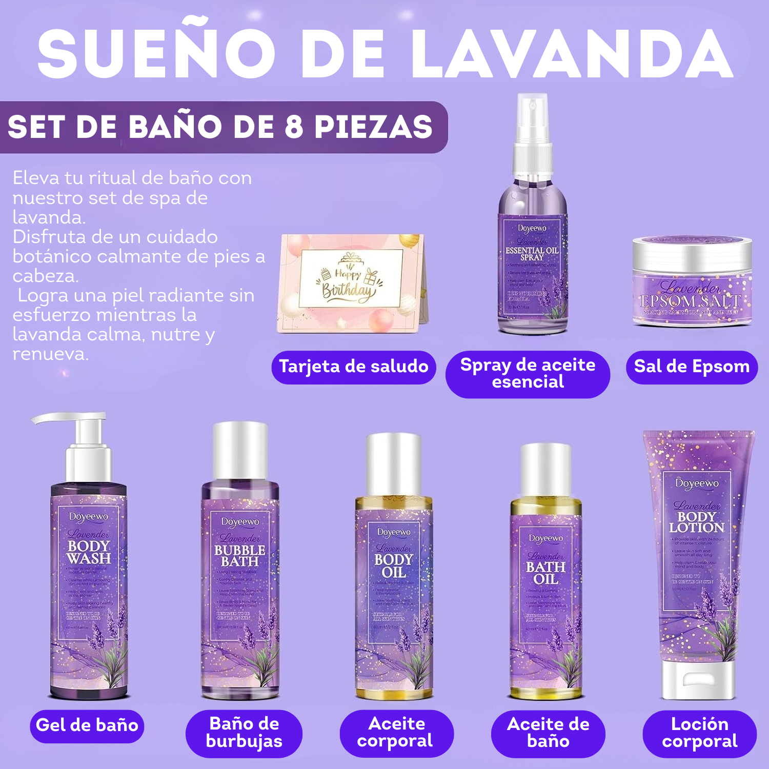 Kit de belleza de Lavanda lila para regalo san valentin