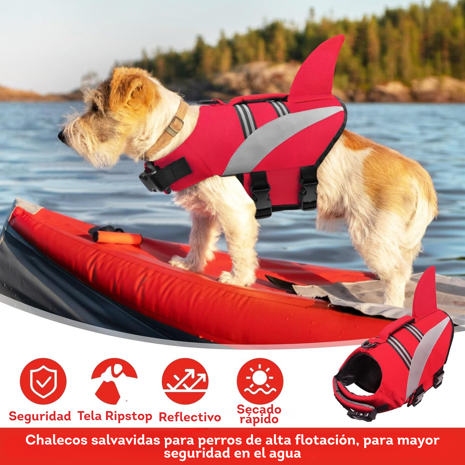 Chaleco flotador para mascotas Rojo Talla XL