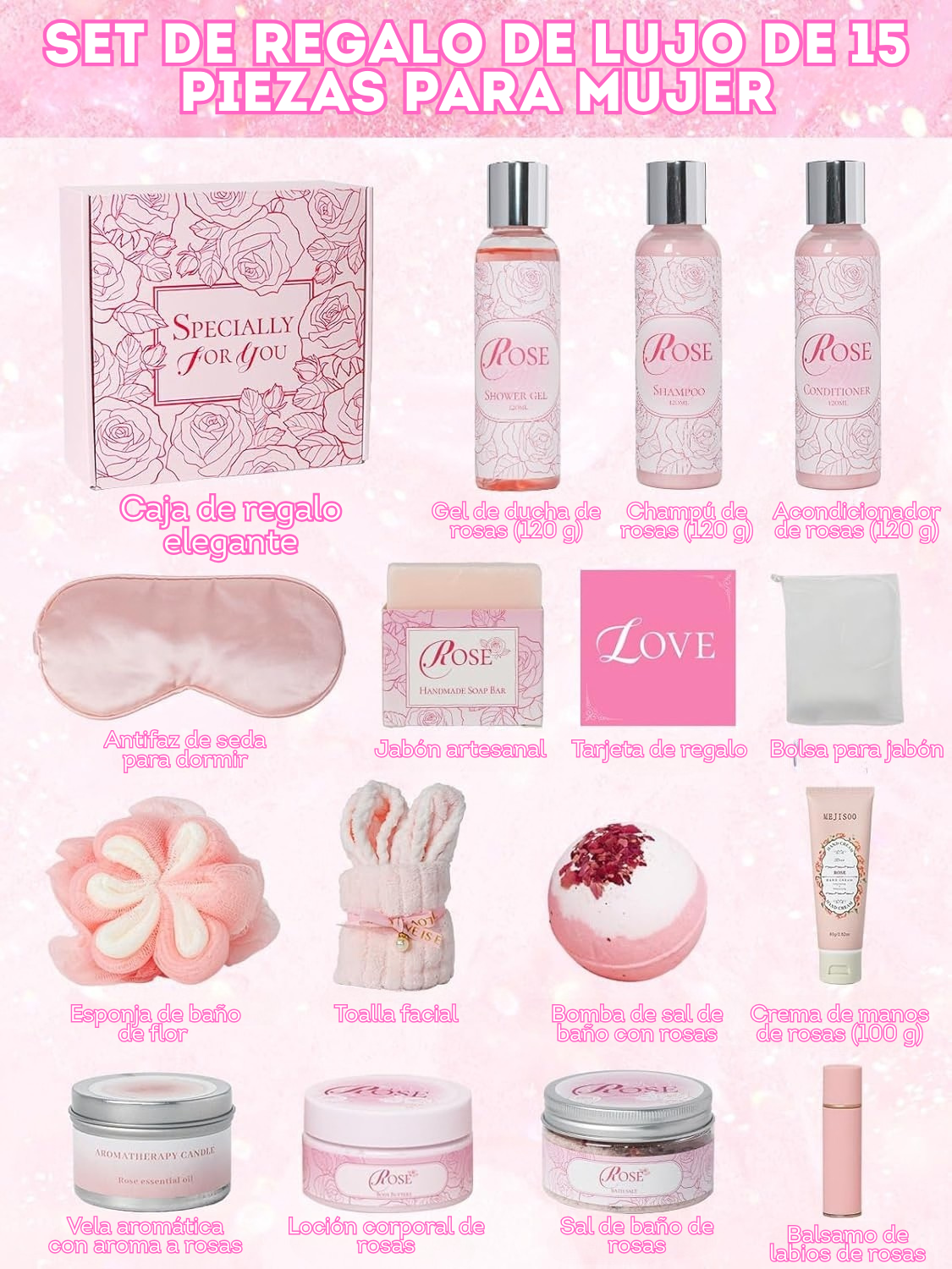Kit de belleza y spa de rosas para regalo san valentin
