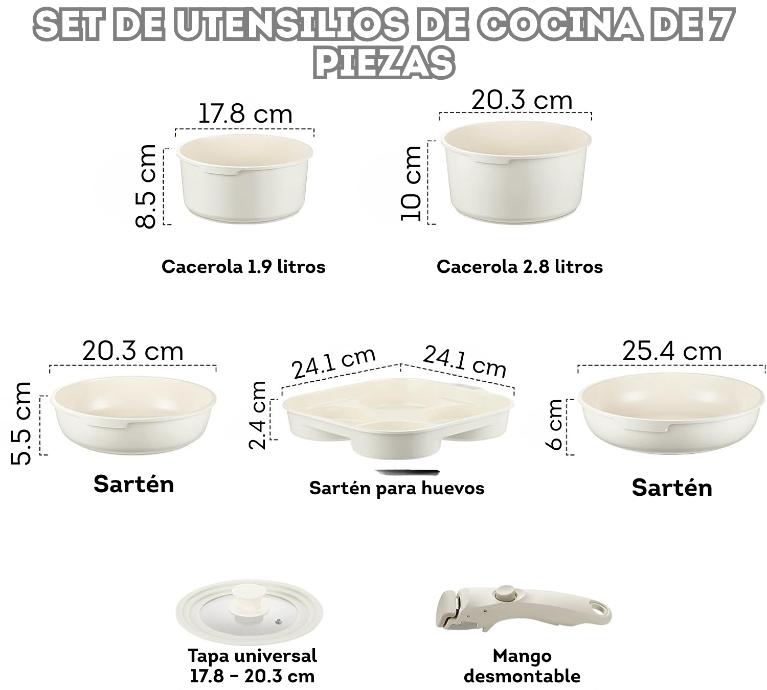 Ollas en cerámica de 7 piezas