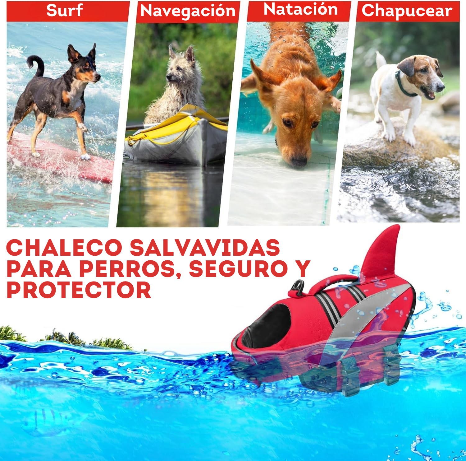 Chaleco flotador para mascotas Rojo Talla XL