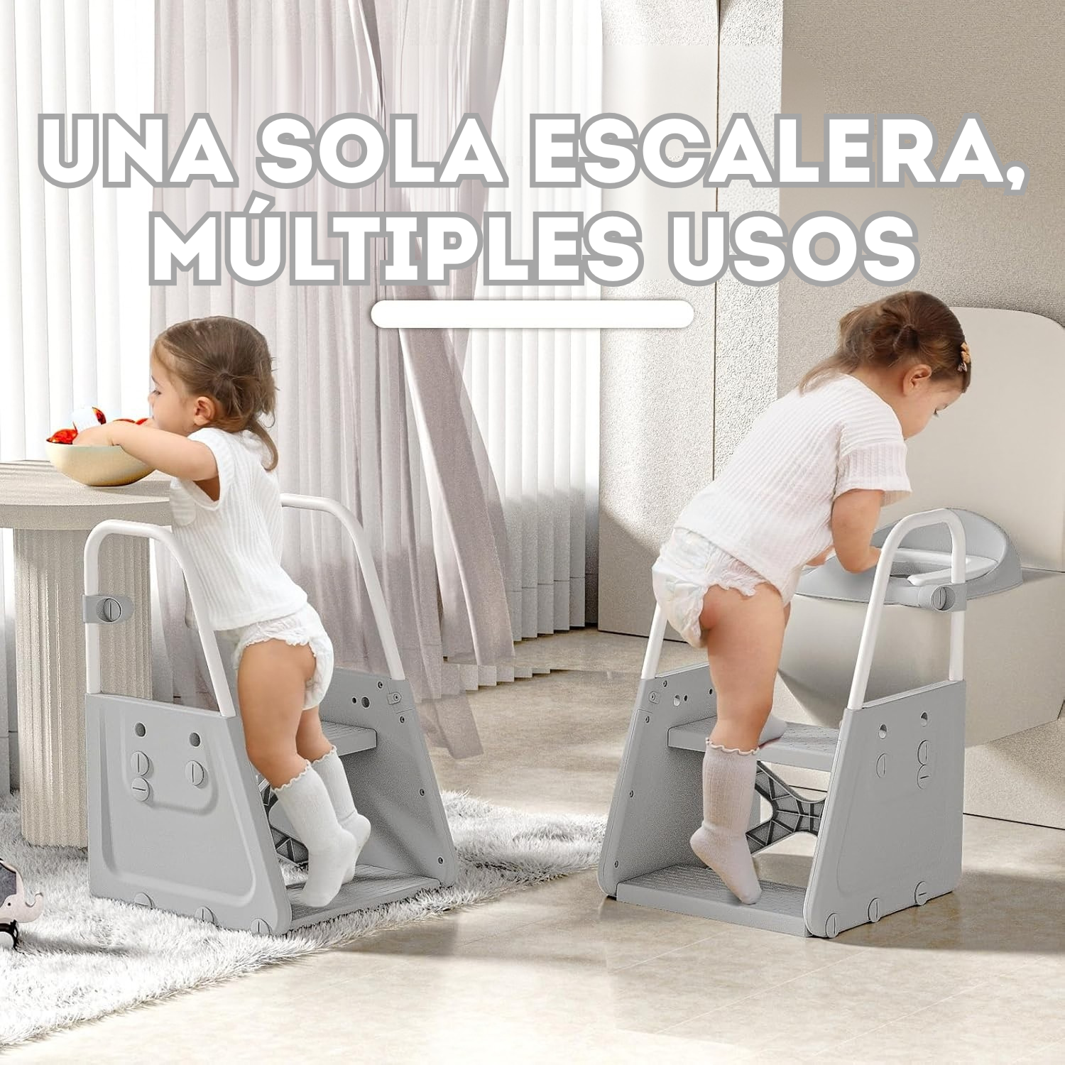 Asiento de inodoro 3 en 1 gris para entrenamiento y taburete para niños pequeños (SOBRE PEDIDO)