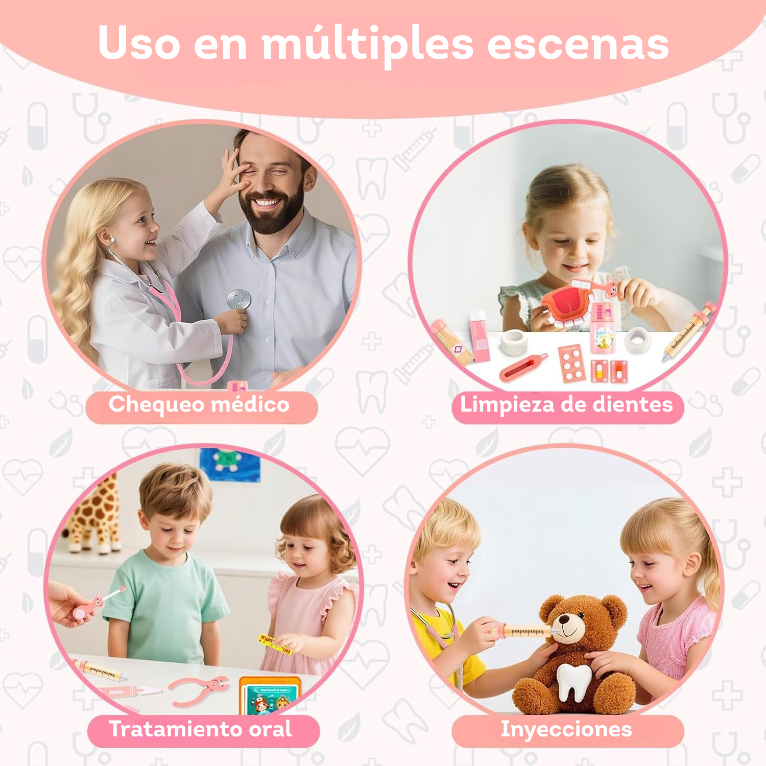 Kit médico - Dentista de juguete para niños Rosa