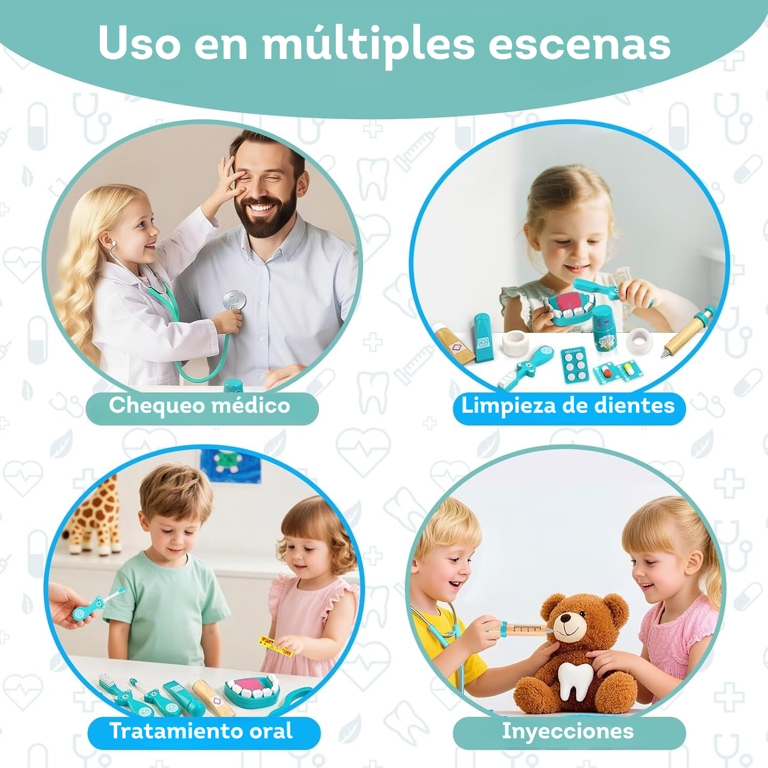 Kit médico - Dentista de juguete para niños celeste