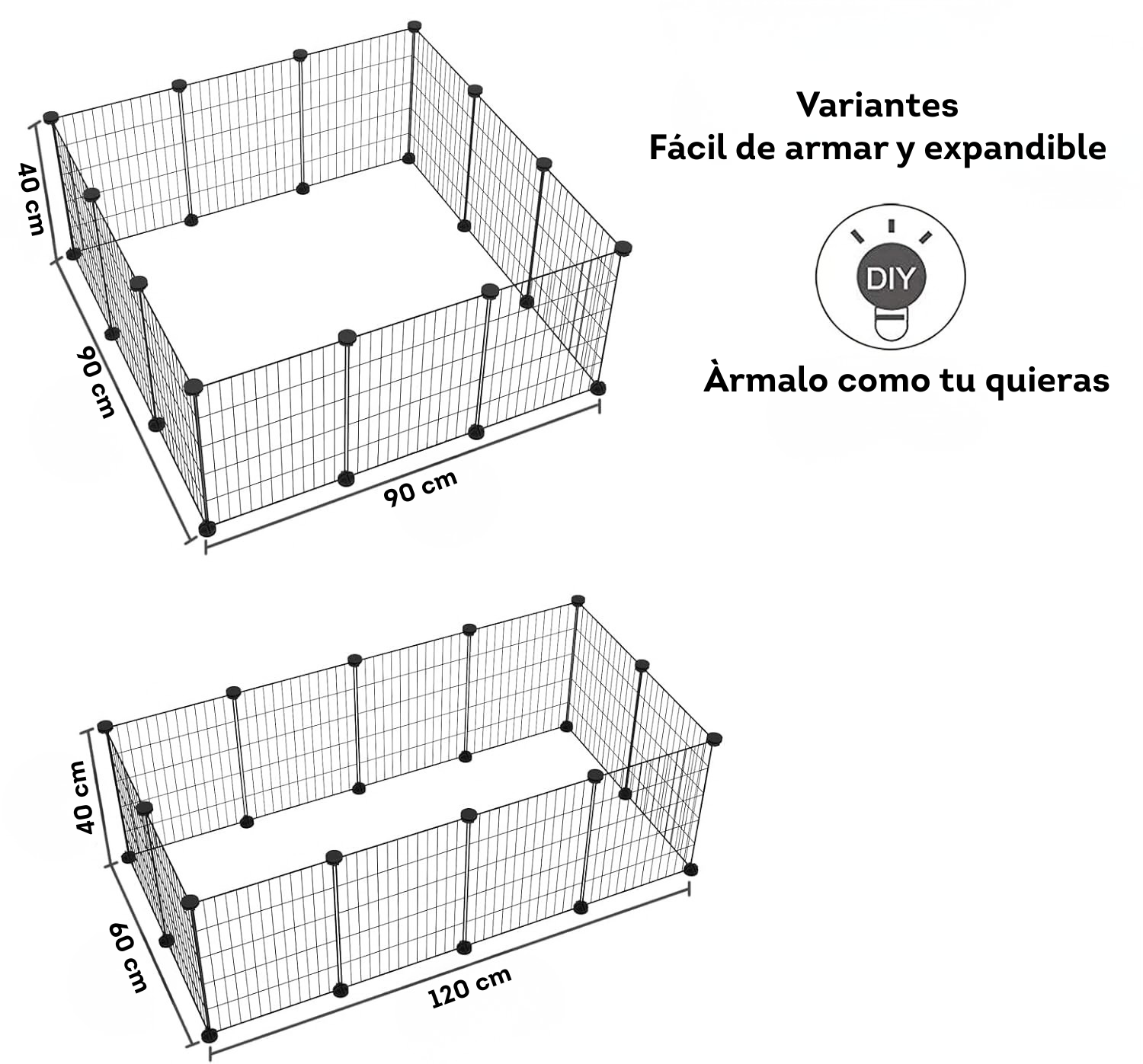 Corral de paneles de reja para mascotas pequeñas