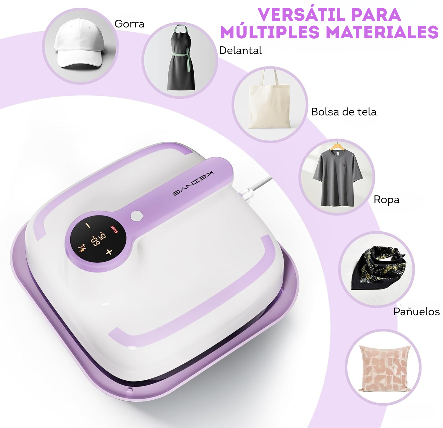 Máquina de prensa de calor para camisetas  - Lila (SOBRE PEDIDO)
