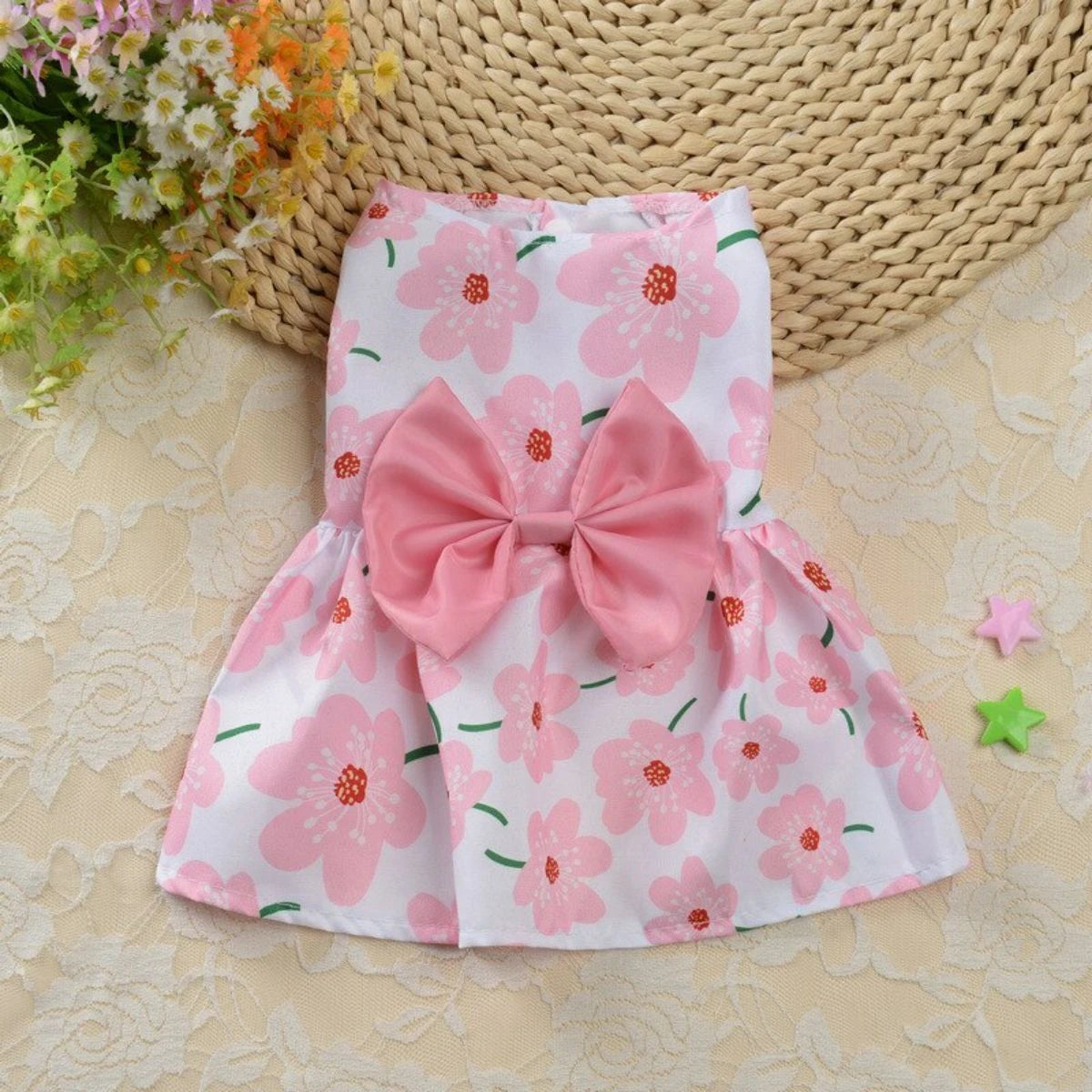 Vestido para Mascotas (Rosa- Flores) Talla L