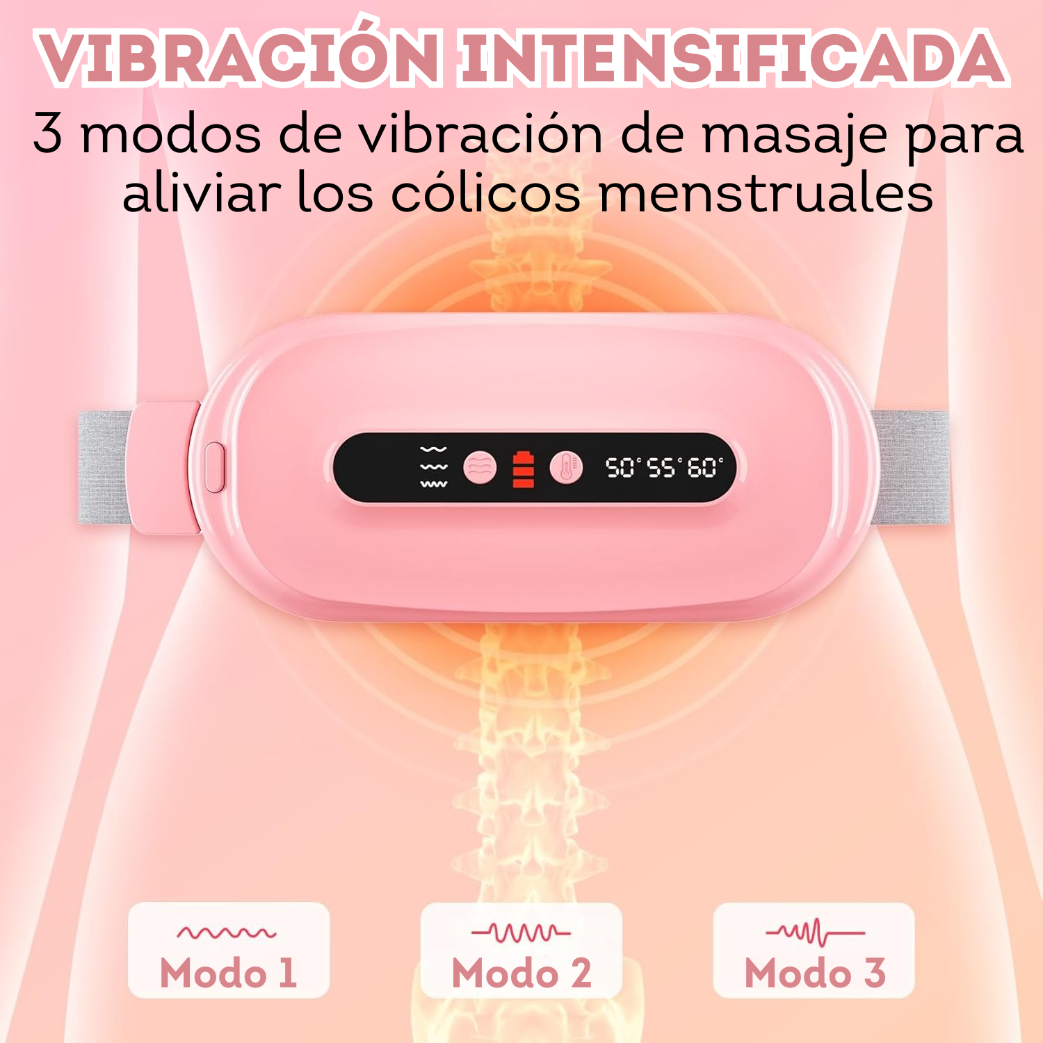 Cinturon termico color rosa para colicos y calambres