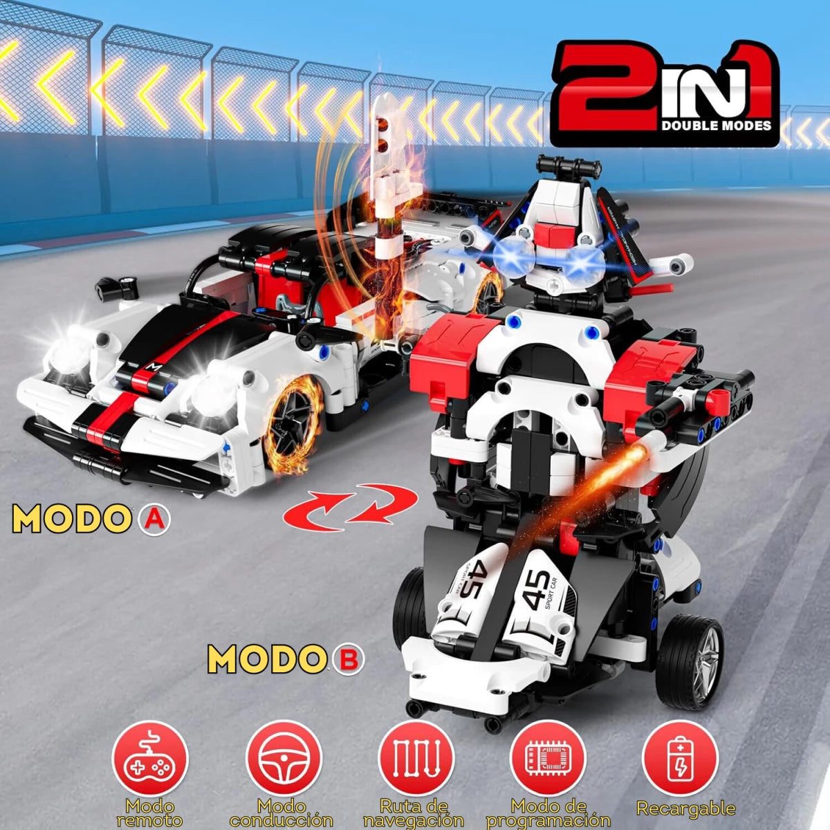 Carro Robot STEM 2 en 1 construcción de automóviles a control remoto para niños