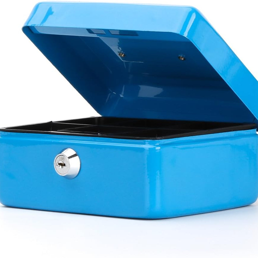 Mini caja de efectivo con cerradura de llave Azul