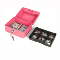 Mini caja de efectivo con cerradura de llave fucsia