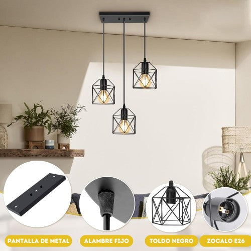 Lámpara colgante de 3 luces