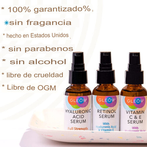 retinol para la cara, suero facial de vitamina C con suero de ácido hialurónico para la cara