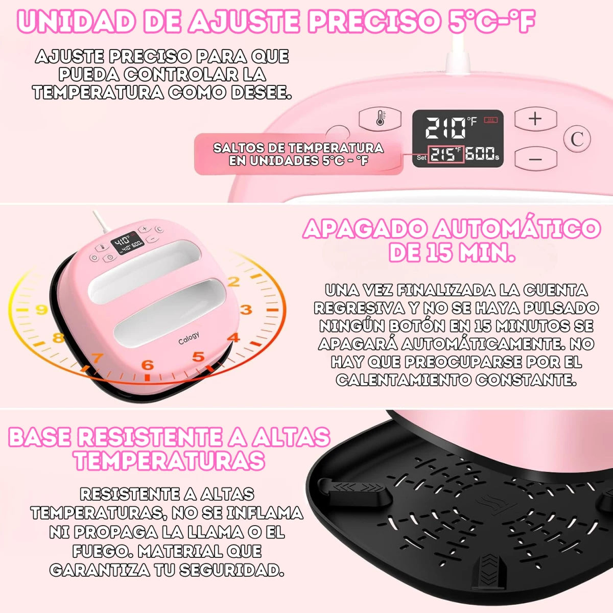 Prensa de calor para camisetas de 25.4 cm x 25.4 cm Blanco - Celeste